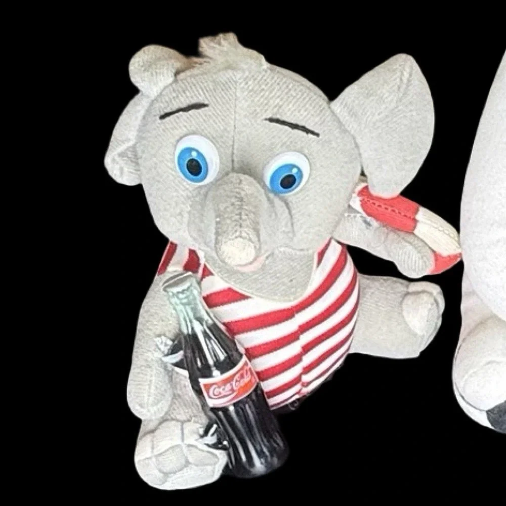 Coca Cola Plush Polar Bear, Penguin And Elephant Vintage Lot Of 3